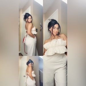 Cream Romper :Ankle length size: Large 100% cotton